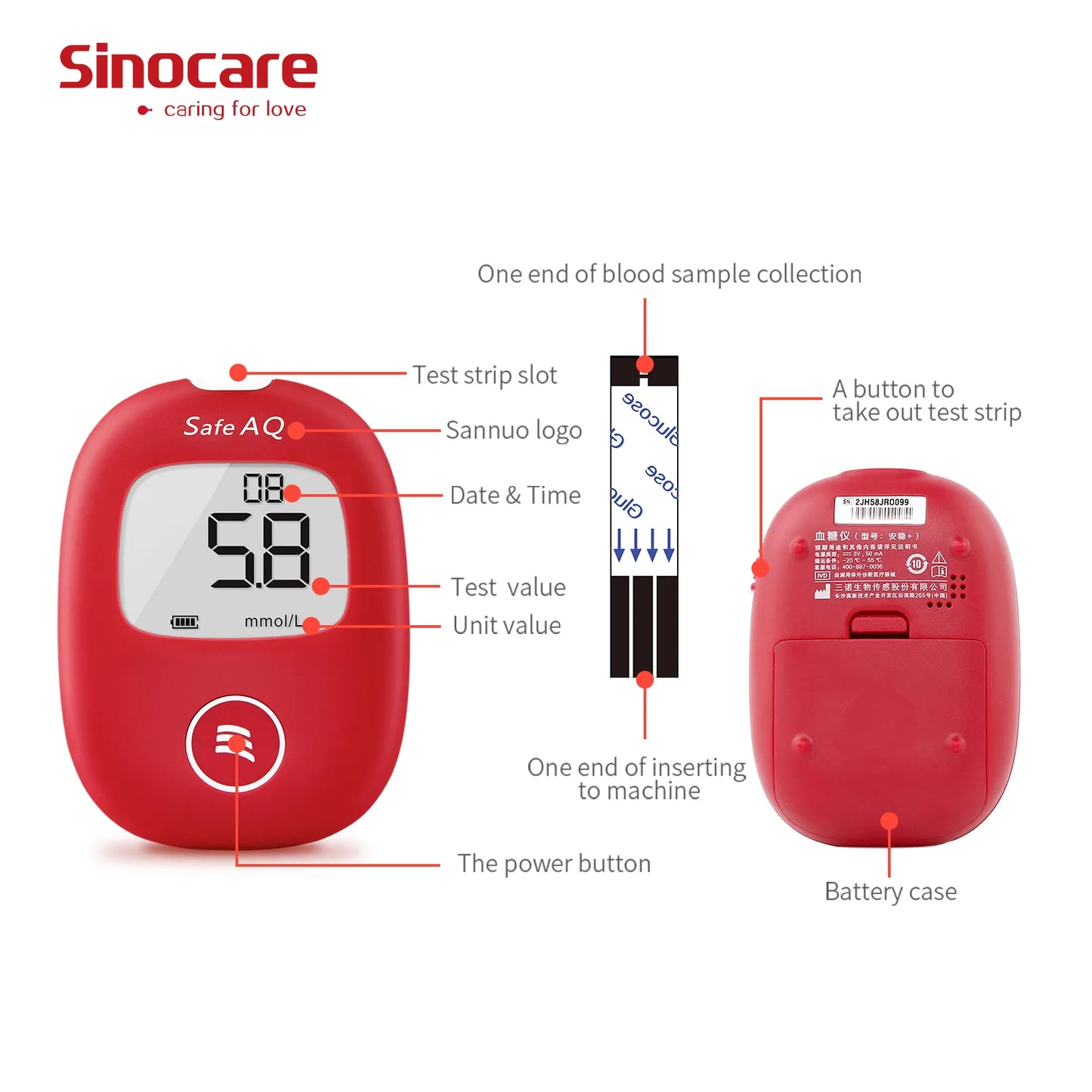 Sinocare Safe AQ Smart Blood glucose meter
